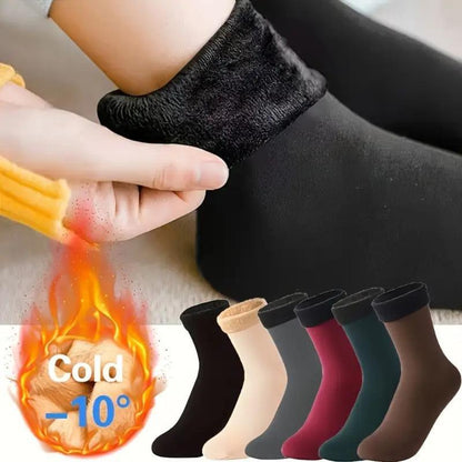 5 Pairs Self-Heating Snow Socks | Women’S Unisex Thickened Fleece, Cold-Proof Mid-Calf Floor Socks