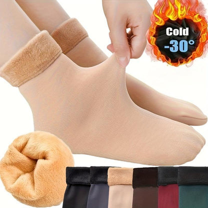 5 Pairs Self-Heating Snow Socks | Women’S Unisex Thickened Fleece, Cold-Proof Mid-Calf Floor Socks