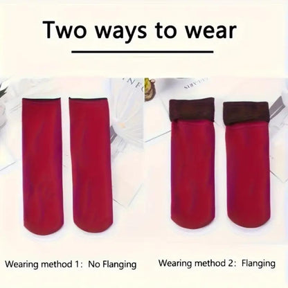 5 Pairs Self-Heating Snow Socks | Women’S Unisex Thickened Fleece, Cold-Proof Mid-Calf Floor Socks